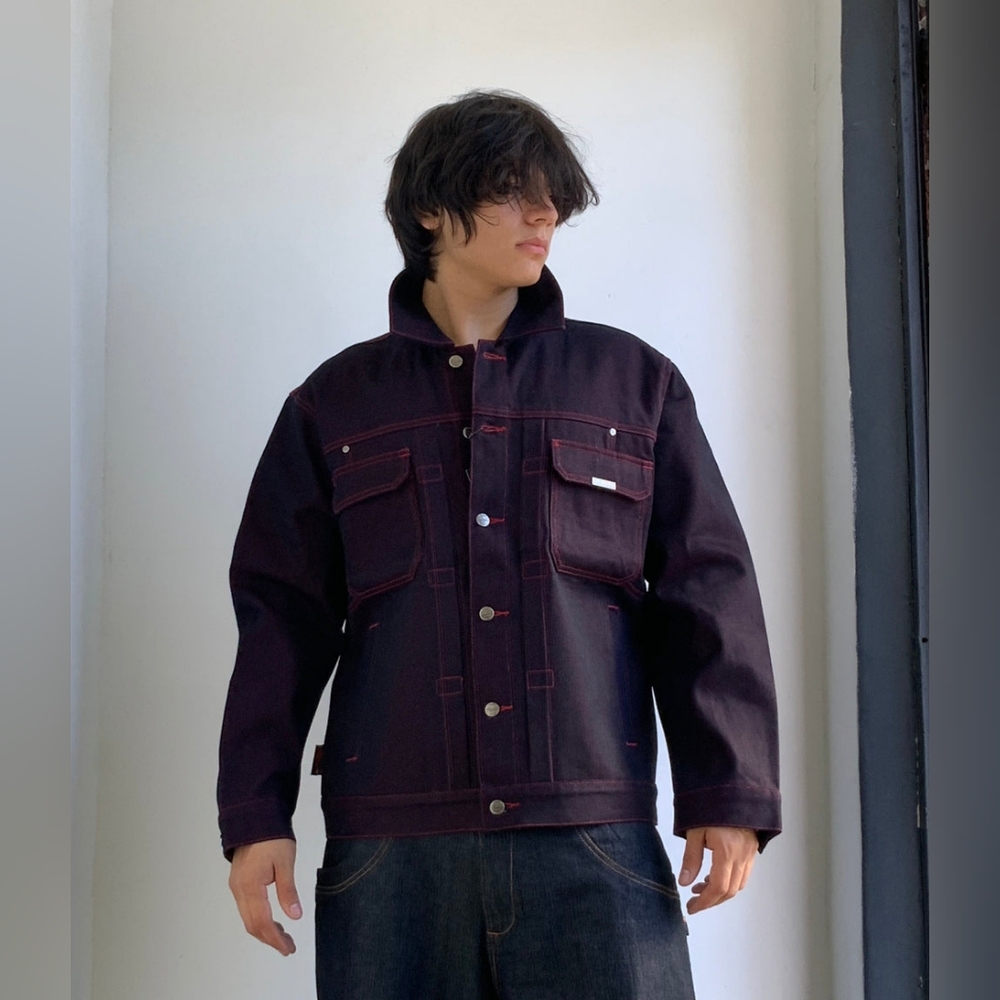 Men's Davoucci Blue | Red Casual Denim Jacket NWT